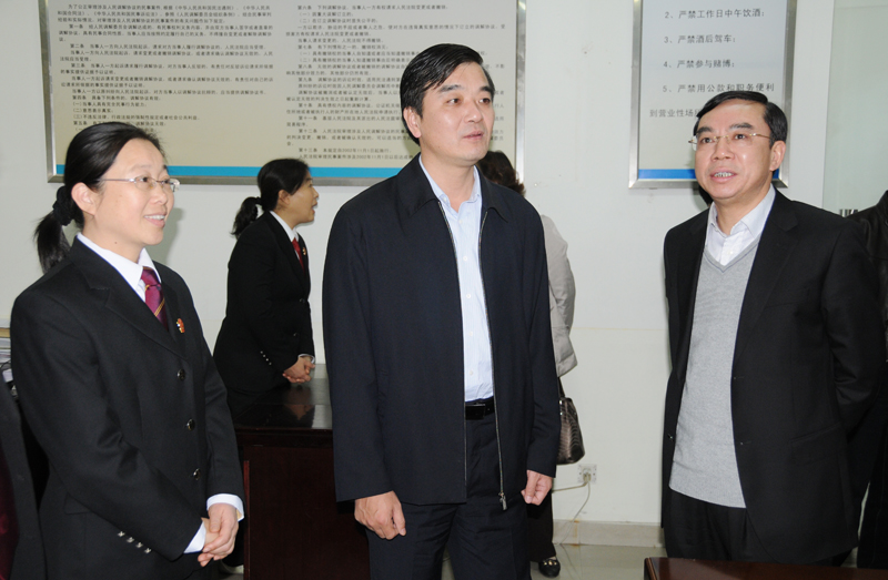 图为区委书记崔浩在区法院调研场景.     孙成栋 摄